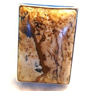 One-of-a-Kind Chunky Vintage Natural Jasper Sterling Silver Statement Ring